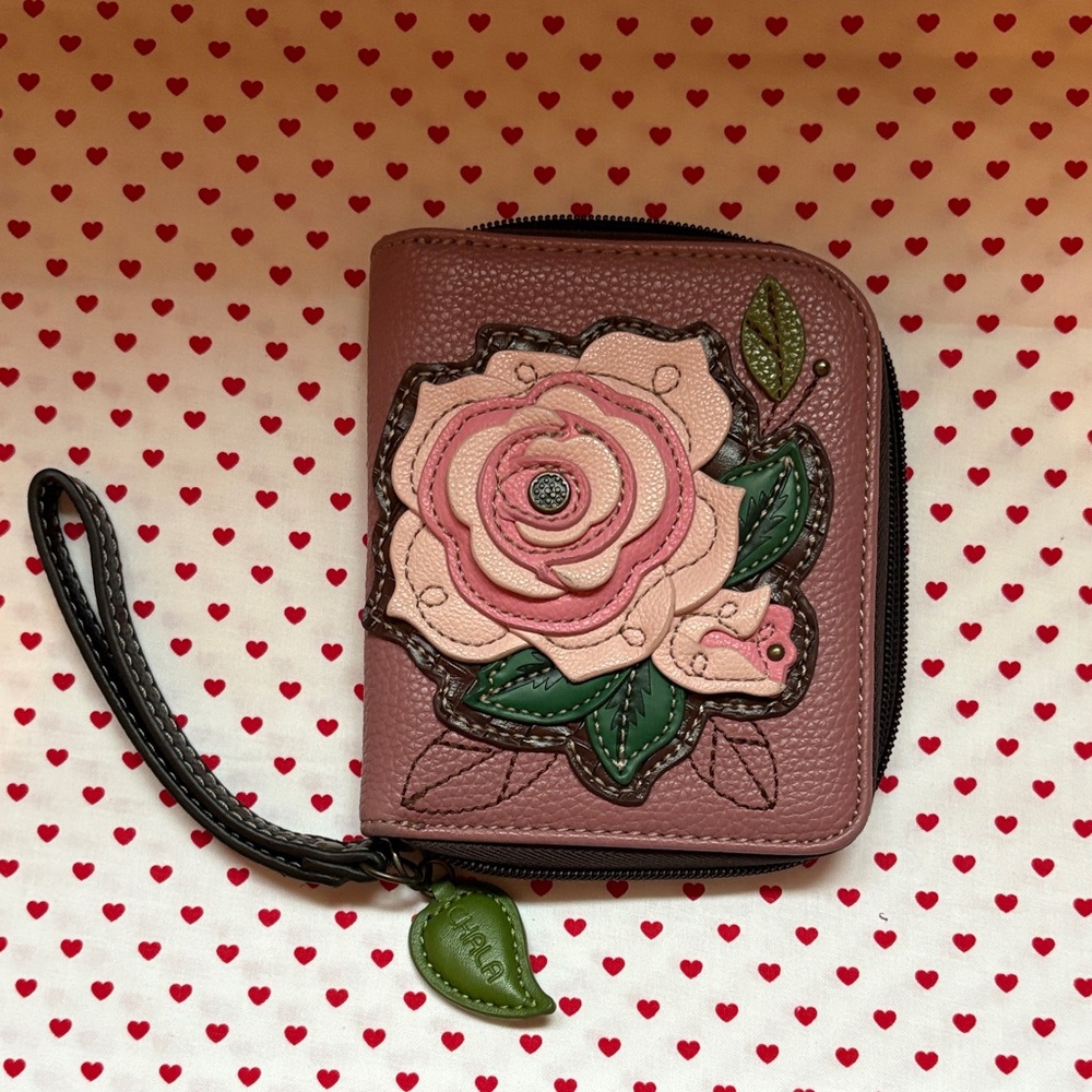 CHALA Pink and Green Floral Wallet